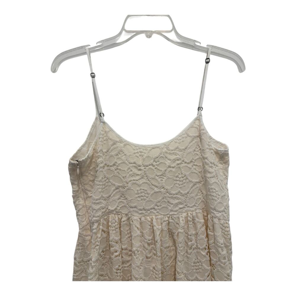 Abercrombie Fitch Mini Dress Womens Large Beige Floral Eyelet Lace Fairy Boho‎ - Picture 5 of 10